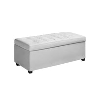 Storage Ottoman Blanket Box 97cm Leather White