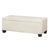 Storage Ottoman Blanket Box 97cm Linen Beige Furniture Kings Warehouse 