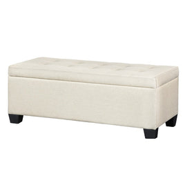 Storage Ottoman Blanket Box 97cm Linen Beige Furniture Kings Warehouse