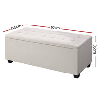 Storage Ottoman Blanket Box 97cm Linen Beige Furniture Kings Warehouse 