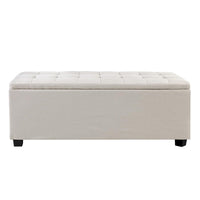 Storage Ottoman Blanket Box 97cm Linen Beige Furniture Kings Warehouse 