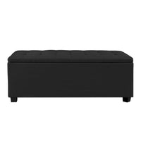 Storage Ottoman Blanket Box 97cm Linen Black Furniture Kings Warehouse 