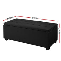 Storage Ottoman Blanket Box 97cm Linen Black Furniture Kings Warehouse 