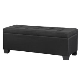 Storage Ottoman Blanket Box 97cm Linen Black Furniture Kings Warehouse 