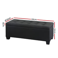 Storage Ottoman Blanket Box 97cm Linen Black Furniture Kings Warehouse 