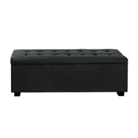 Storage Ottoman Blanket Box 97cm Linen Charcoal Furniture Kings Warehouse 