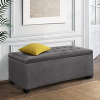 Storage Ottoman Blanket Box 97cm Linen Grey Furniture Kings Warehouse 