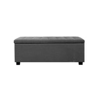 Storage Ottoman Blanket Box 97cm Linen Grey Furniture Kings Warehouse 