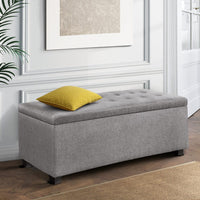 Storage Ottoman Blanket Box 97cm Linen Light Grey Furniture Kings Warehouse 