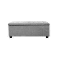 Storage Ottoman Blanket Box 97cm Linen Light Grey Furniture Kings Warehouse 