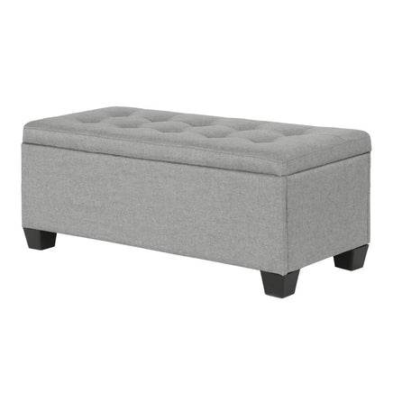 Storage Ottoman Blanket Box 97cm Linen Light Grey Furniture Kings Warehouse 