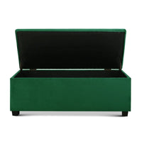 Storage Ottoman Blanket Box 98cm Velvet Green Furniture Kings Warehouse 