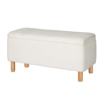Storage Ottoman Blanket Box 99cm Teddy Fabric White Home & Garden Kings Warehouse 
