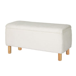 Storage Ottoman Blanket Box 99cm Teddy Fabric White Home & Garden Kings Warehouse 