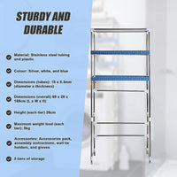 Storage Shelves Shelf 3 Tier Rack Portable Laundry Stand Unit Organiser Furniture Kings Warehouse 