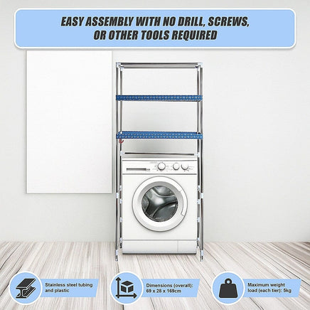 Storage Shelves Shelf 3 Tier Rack Portable Laundry Stand Unit Organiser Furniture Kings Warehouse 