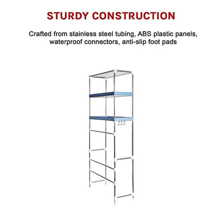 Storage Shelves Shelf 3 Tier Rack Portable Laundry Stand Unit Organiser Furniture Kings Warehouse 
