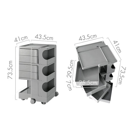 Storage Trolley Bedside Table 5 Tier Cart Boby Replica Grey Furniture Kings Warehouse 