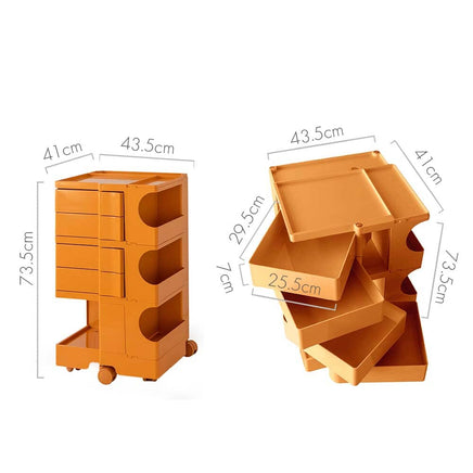 Storage Trolley Bedside Table 5 Tier Cart Boby Replica Orange Furniture Kings Warehouse 
