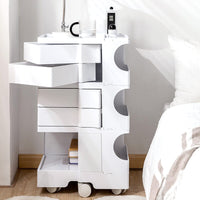 Storage Trolley Cart Bedside Table 5 Tier White Furniture Kings Warehouse 