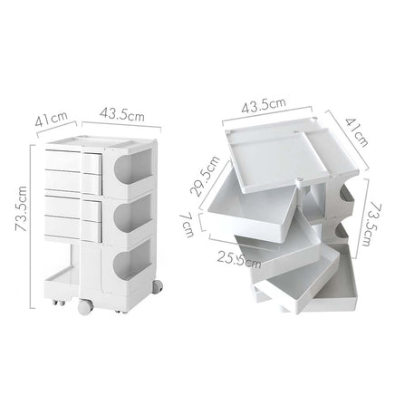 Storage Trolley Cart Bedside Table 5 Tier White Furniture Kings Warehouse 
