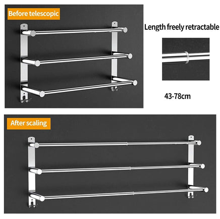 Stretchable 45-75 cm Towel Bar for Bathroom and Kitchen (Three Bars) Kings Warehouse 