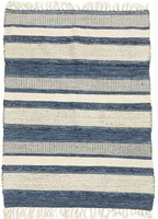 Striped blue/white cotton kilim rug 90x150 cm Kings Warehouse 