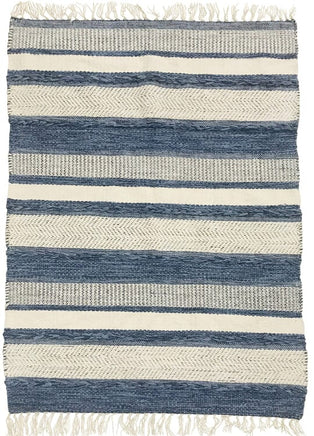Striped blue/white cotton kilim rug 90x150 cm Kings Warehouse 