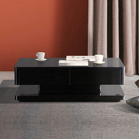 Stylish Coffee Table High Gloss Finish in Shiny Black Colour with 4 Drawers Storage Furniture Kings Warehouse 