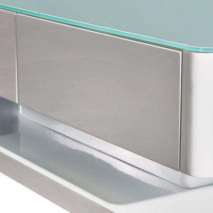 Stylish Coffee Table High Gloss Finish Shiny White Colour with 4 Drawers Storage Furniture Kings Warehouse 