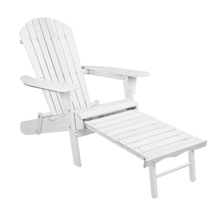 Sun Lounge Outdoor Chairs Wooden Foldable Patio Furniture Adirondack White Furniture Kings Warehouse 
