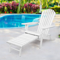 Sun Lounge Outdoor Chairs Wooden Foldable Patio Furniture Adirondack White Furniture Kings Warehouse 