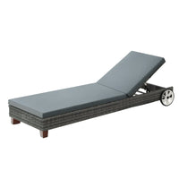 Sun Lounge Wicker Lounger Outdoor Furniture Day Bed Wheels Patio Grey Furniture Kings Warehouse 