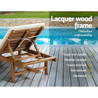 Sun Lounge Wood Lounger Outdoor Furniture Umbrella Day Bed Wheel Patio Furniture Kings Warehouse 