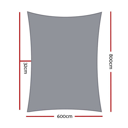 Sun Shade Sail Cloth Shadecloth Outdoor Canopy Rectangle 280gsm 6x8m End of Season Clearance Kings Warehouse 