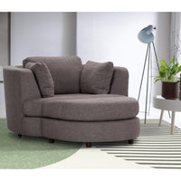 Sunshine Single Sofa Chair Fabric Swivel Ottoman - Grey Kings Warehouse 