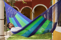 Mayan Legacy Queen Size Super Nylon Mexican Hammock in Oceanica Colour