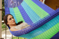 Mayan Legacy Queen Size Super Nylon Mexican Hammock in Oceanica Colour