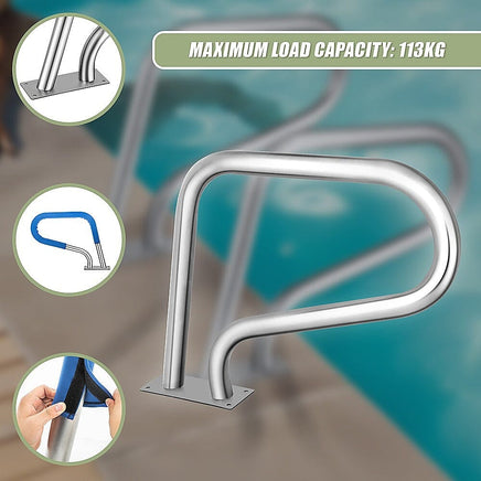 Swimming Pool Hand Rail Step Grab Rail 76.2x55.8cm with Drill Bit Home & Garden Kings Warehouse 