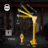T-REX 12V 800kg 360 Degree Swivel Lifting Crane, for Ute Truck Workshop Auto Accessories Kings Warehouse 