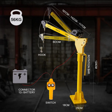 T-REX 12V 800kg 360 Degree Swivel Lifting Crane, for Ute Truck Workshop Auto Accessories Kings Warehouse 