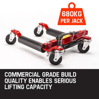 T-REX 4x 12 Vehicle Positioning Jacks - Wheel Dollies Car Go Dolly Jack Skates Kings Warehouse 