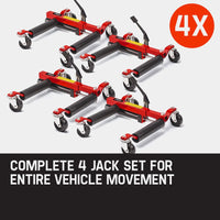 T-REX 4x 12 Vehicle Positioning Jacks - Wheel Dollies Car Go Dolly Jack Skates Kings Warehouse 