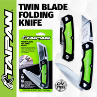 Taipan Twin Blade Folding Knife Aluminium Handle Carbon Vanadium Steel Kings Warehouse 