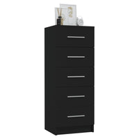 Tall Drawer Chest Black 41x35x106 cm Engineered Wood bedroom furniture Kings Warehouse 