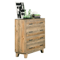 Tallboy with 4 Storage Drawers in Wooden Light Brown Colour Furniture Kings Warehouse 