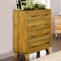 Tallboy with 4 Storage Drawers in Wooden Light Brown Colour Furniture Kings Warehouse 