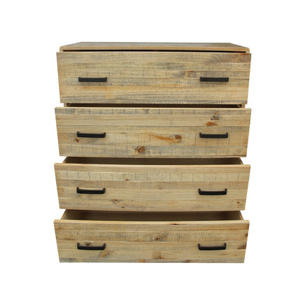 Tallboy with 4 Storage Drawers in Wooden Light Brown Colour Furniture Kings Warehouse 