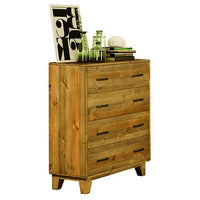 Tallboy with 4 Storage Drawers in Wooden Light Brown Colour Furniture Kings Warehouse 