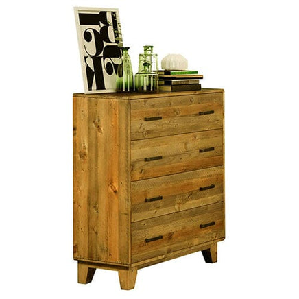 Tallboy with 4 Storage Drawers in Wooden Light Brown Colour Furniture Kings Warehouse 
